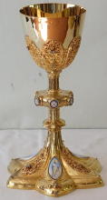 Antique solid silver gilt French Gothic Chalice